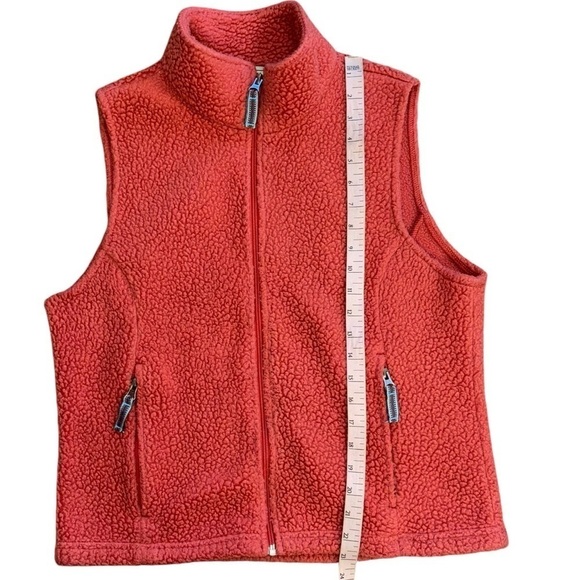 L. L. Bean Fleece Coral Fuzzy Sherpa Vest Womens M Outfoor Cozy Comfortable - Picture 14 of 14